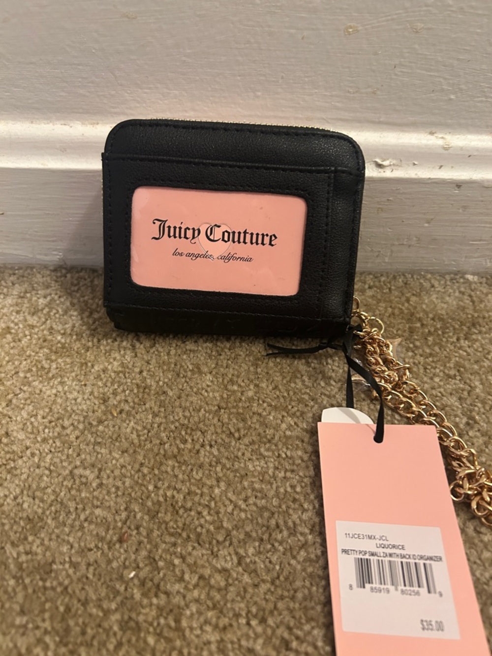 Juicy Couture Black Embossed Leather Zip Wallet with Gold Hardware - Picture 3 of 6